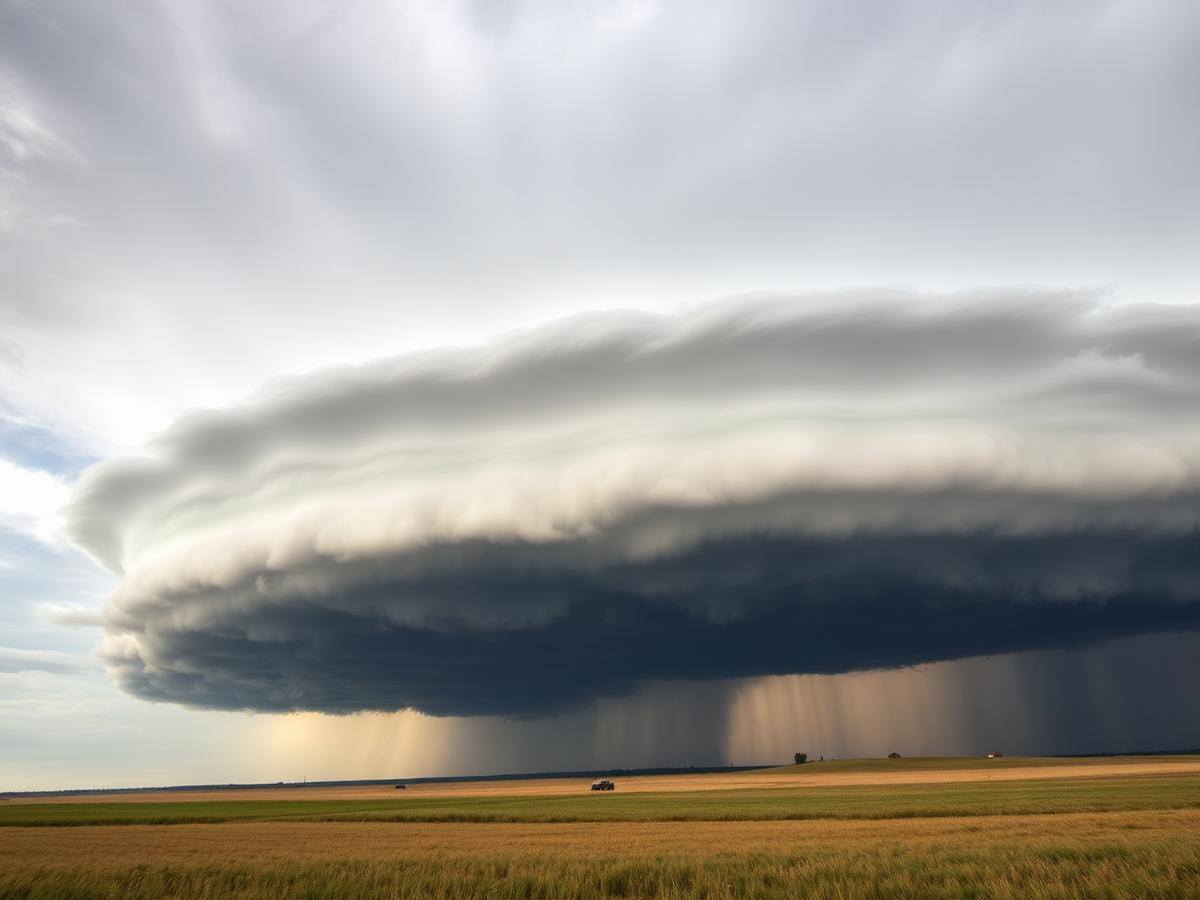 Shelf cloud advancing across the plains